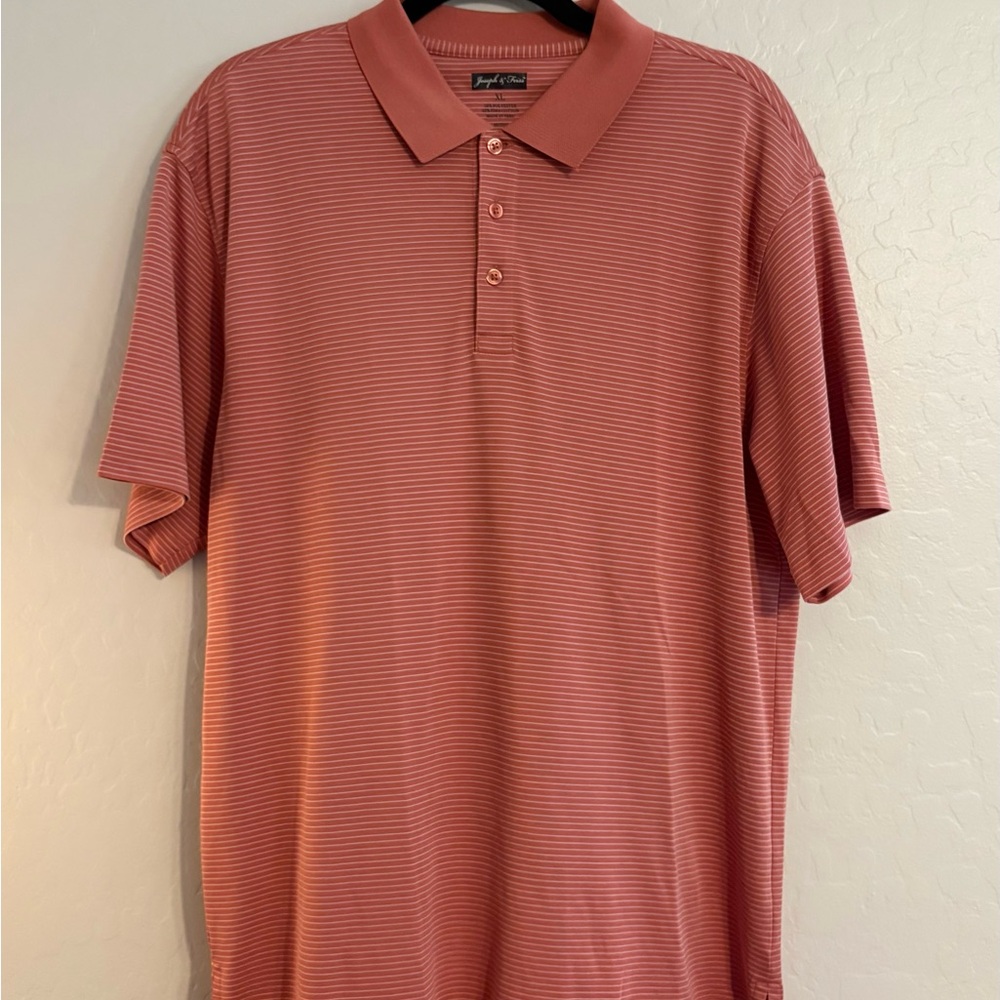 Joseph & Feiss Men's Rust Coral Stripe Polo